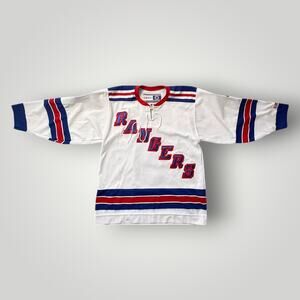 Vintage CCM New York Rangers Hockey Jersey Mens M White Boxy